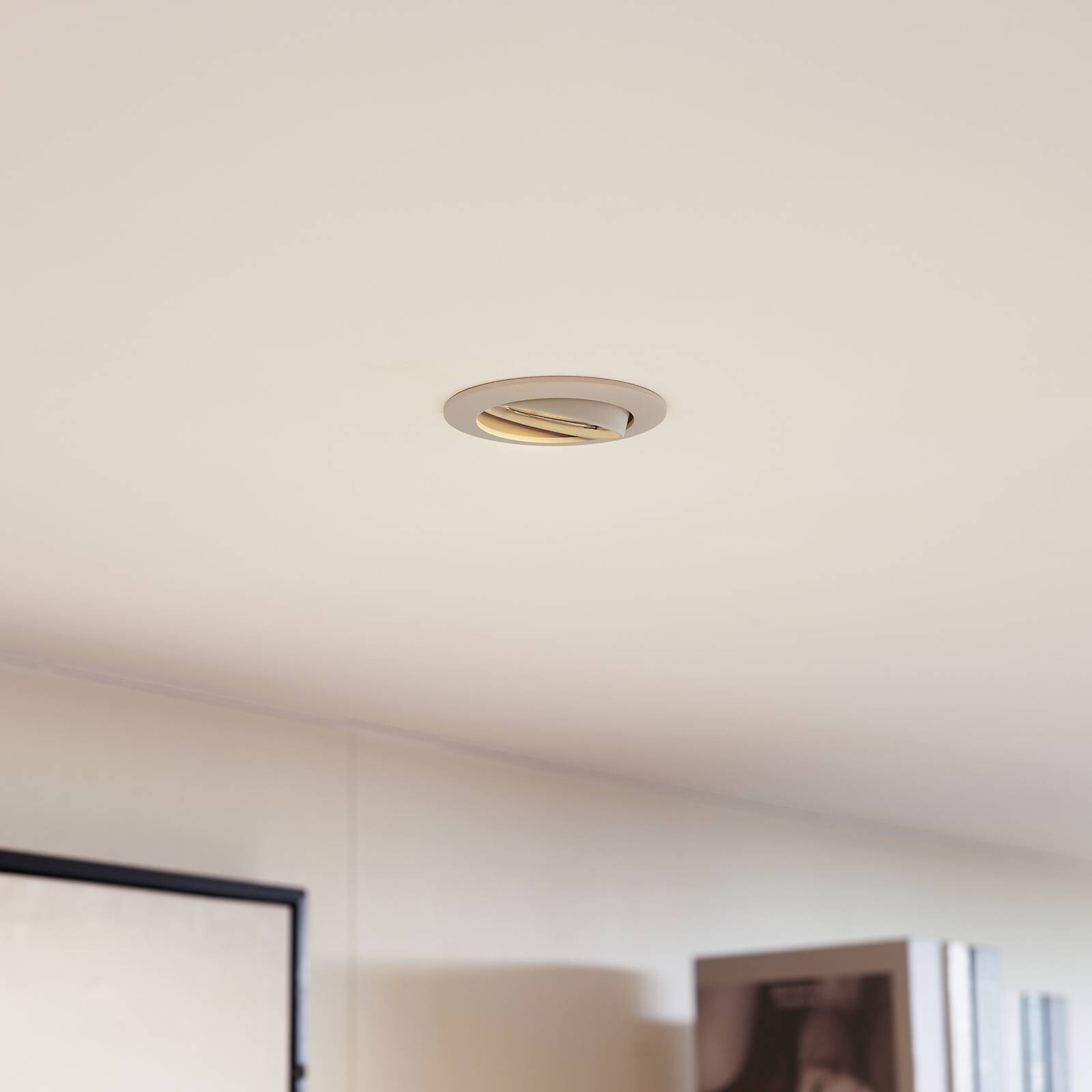 PRIOS Stropné svietidlo Fibur, béžové, zinok, Ø 8,2 cm, 3 ks