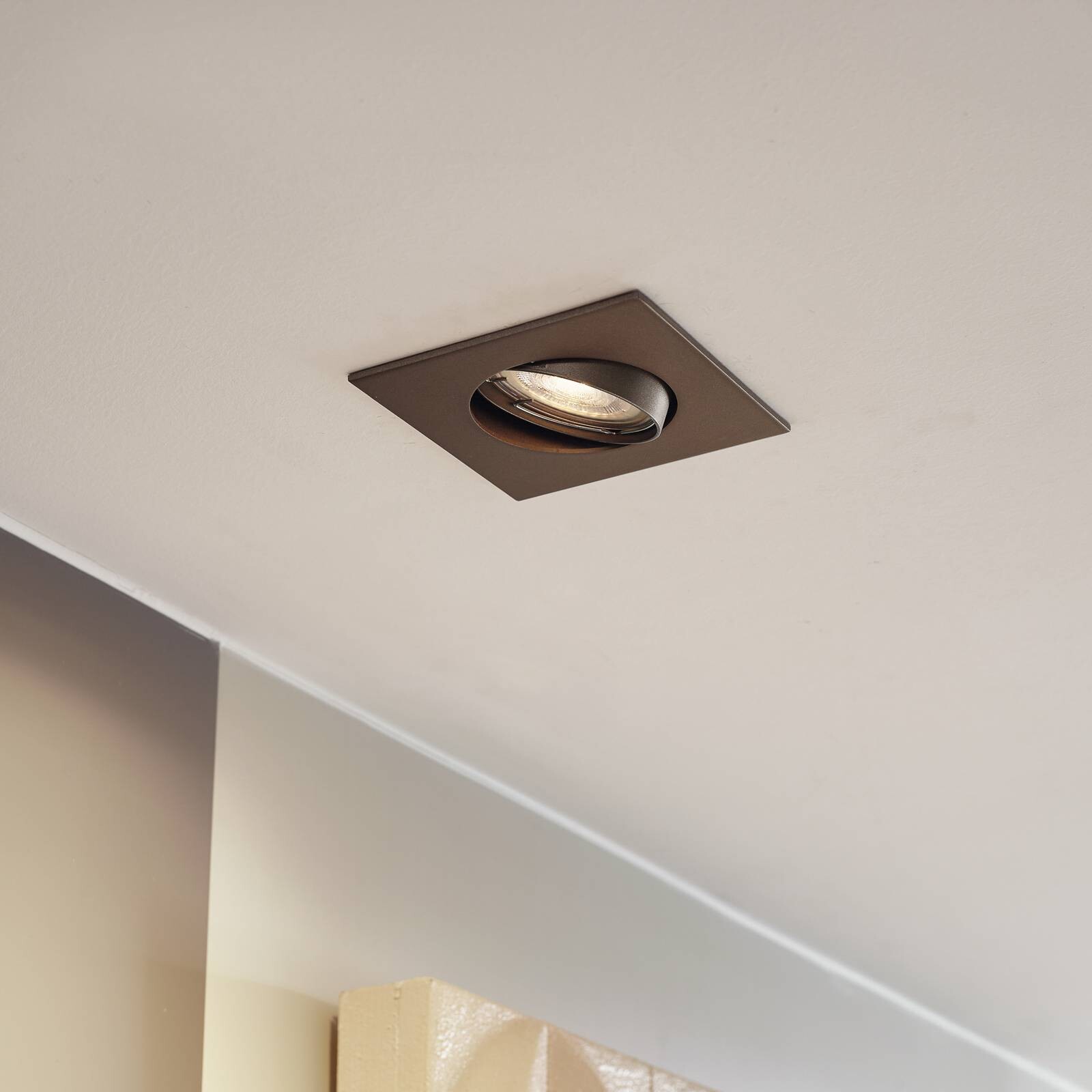 PRIOS Zapustené svietidlo Fibur, matná bronzová, 9 cm, GU10, 10 ks