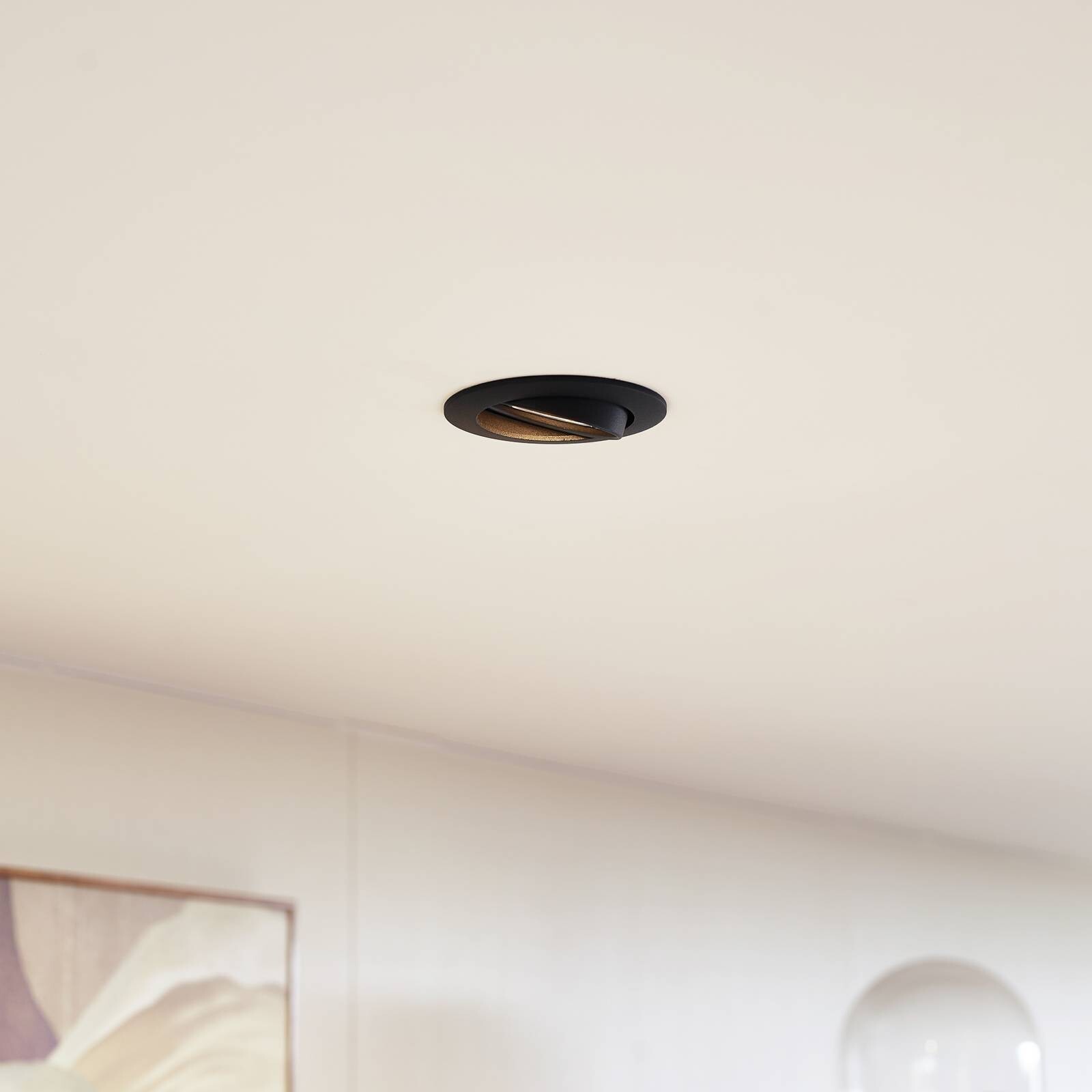 PRIOS stropné svietidlo Fibur, čierne, zinok, Ø 8,2 cm, 3 ks