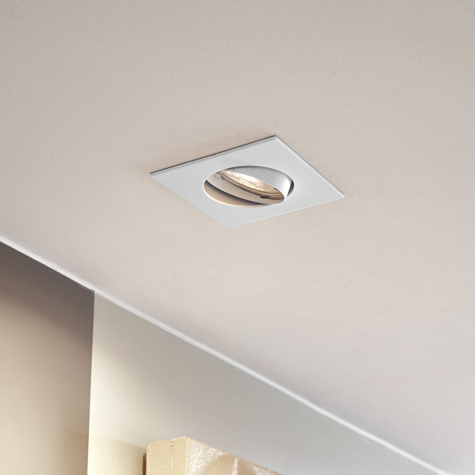 PRIOS Vstavané svietidlo Fibur, biele, 9 cm, GU10, 10 ks