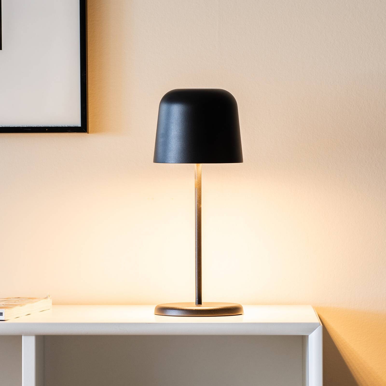 Stolová LED lampa Biot, čierna, výška 30 cm, IP54, USB