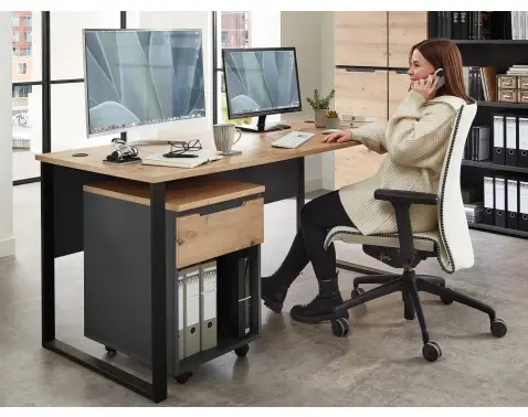 Písací stôl Memphis, 170 cm, dub artisan/grafit%