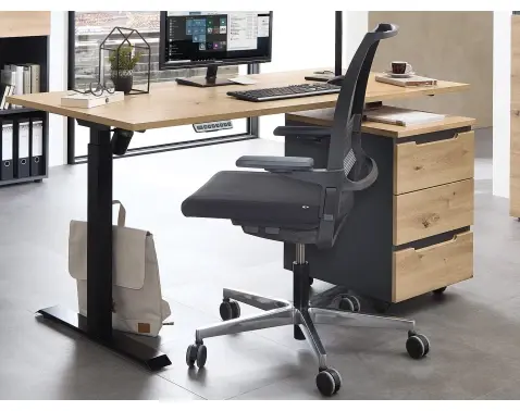 Písací stôl s elektrickým nastavením výšky Memphis, dub artisan/grafit%