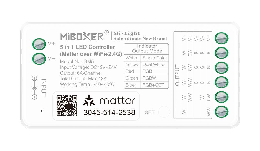 LED Solution Mi-Light MiBoxer WIFI+RF Matter Prijímač 5v1 pre LED pásiky SM5