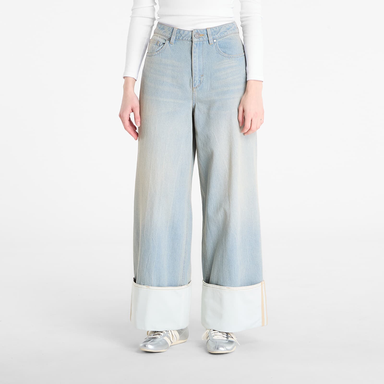 Džínsy adidas Wide Leg Jeans Lghden/ Off White W27/L30