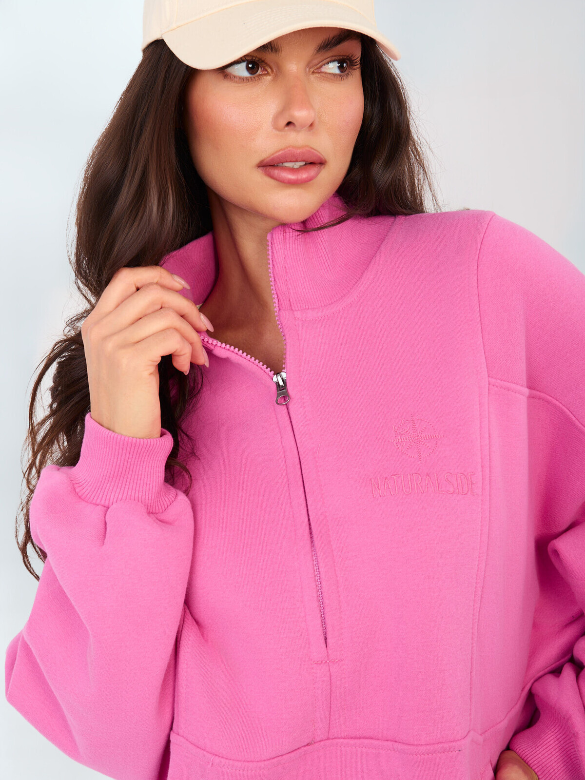 Ružová mikina na zips