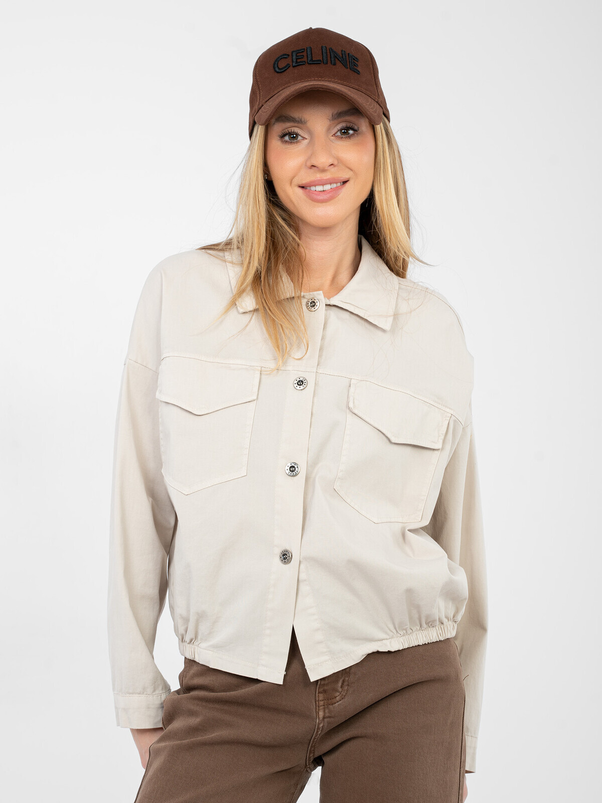 Béžová košeľa s dlhým rukávom