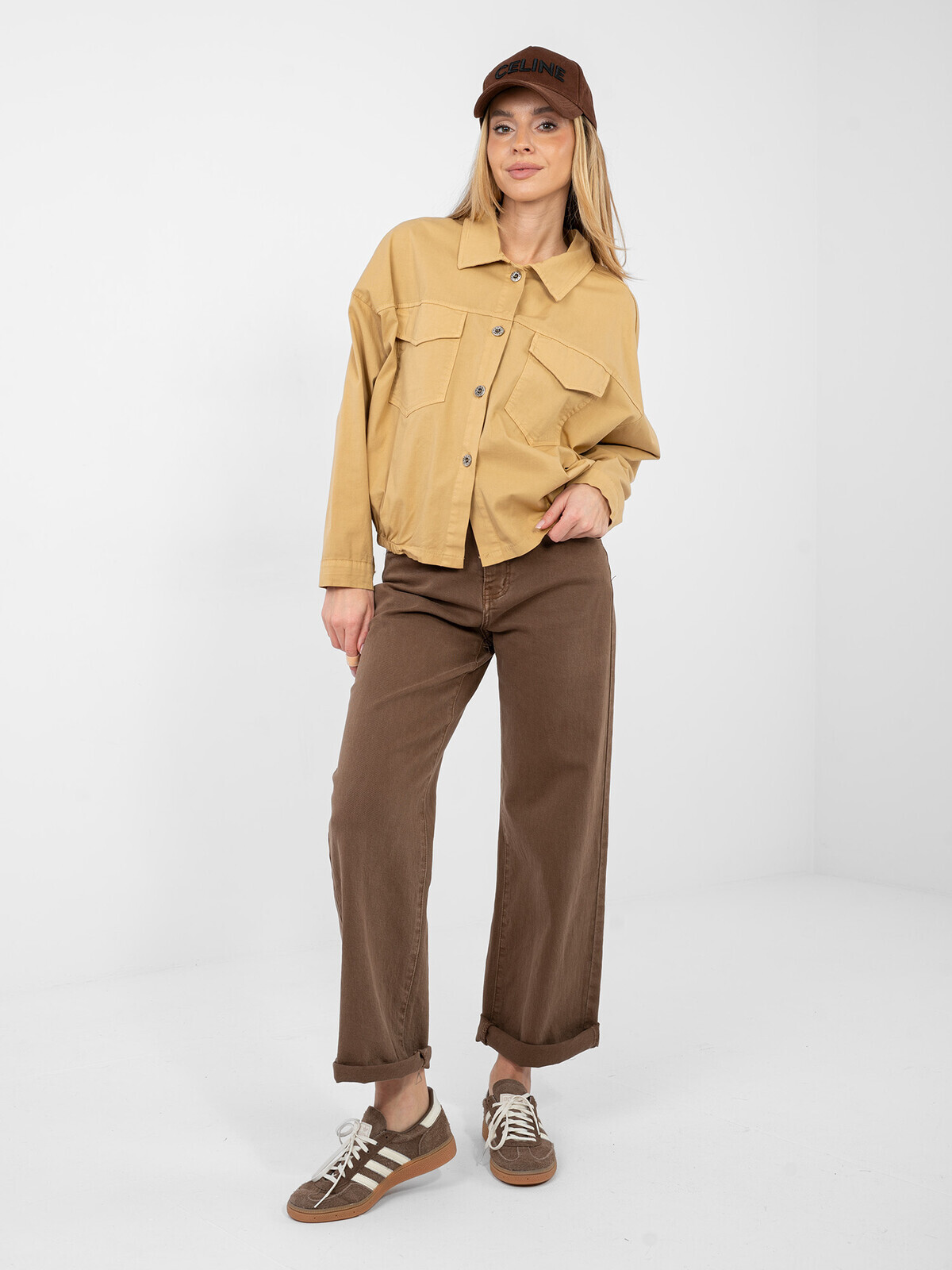 Camelová blúzka s dlhými rukávmi