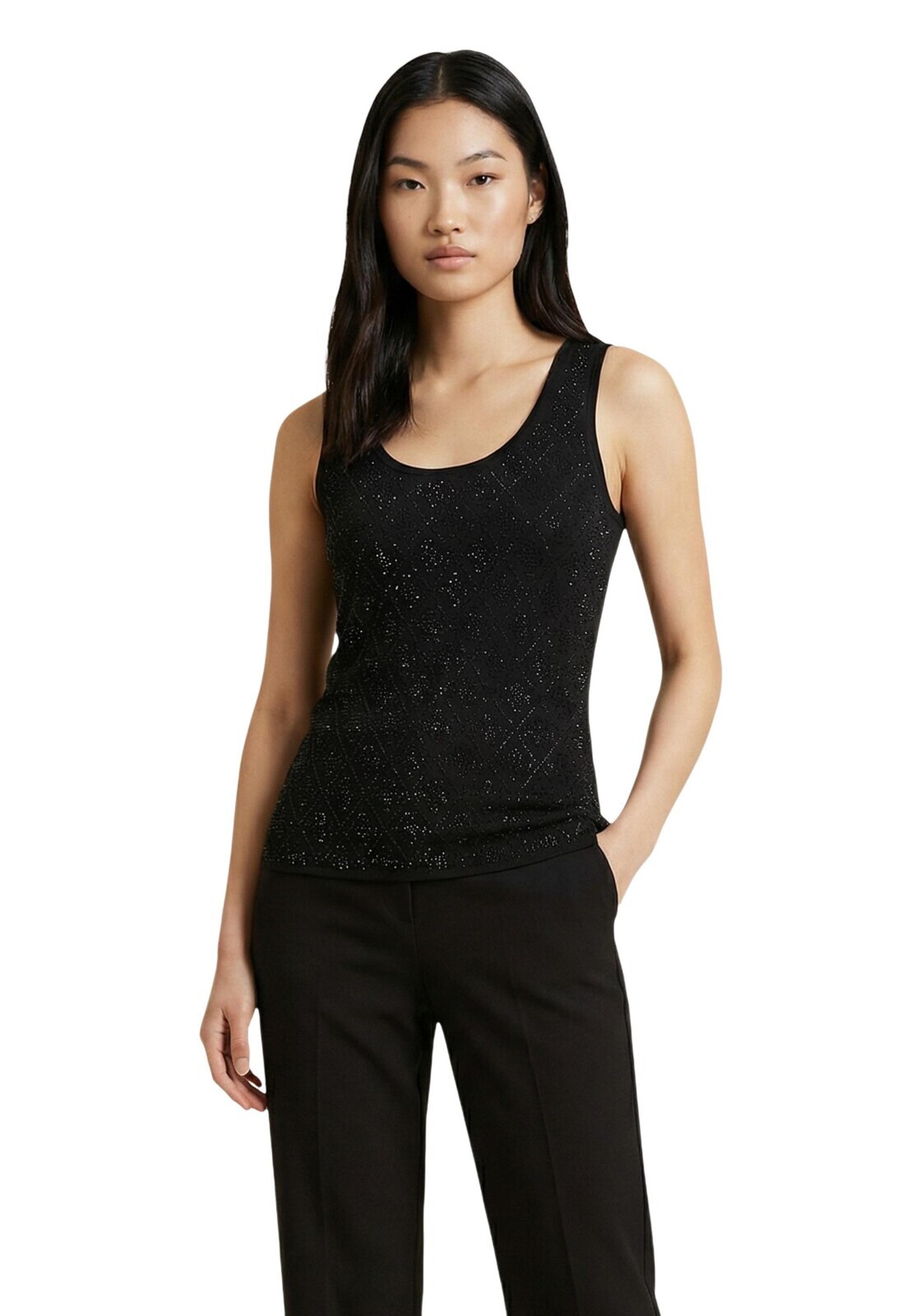 Čierny top Guess bez rukávov