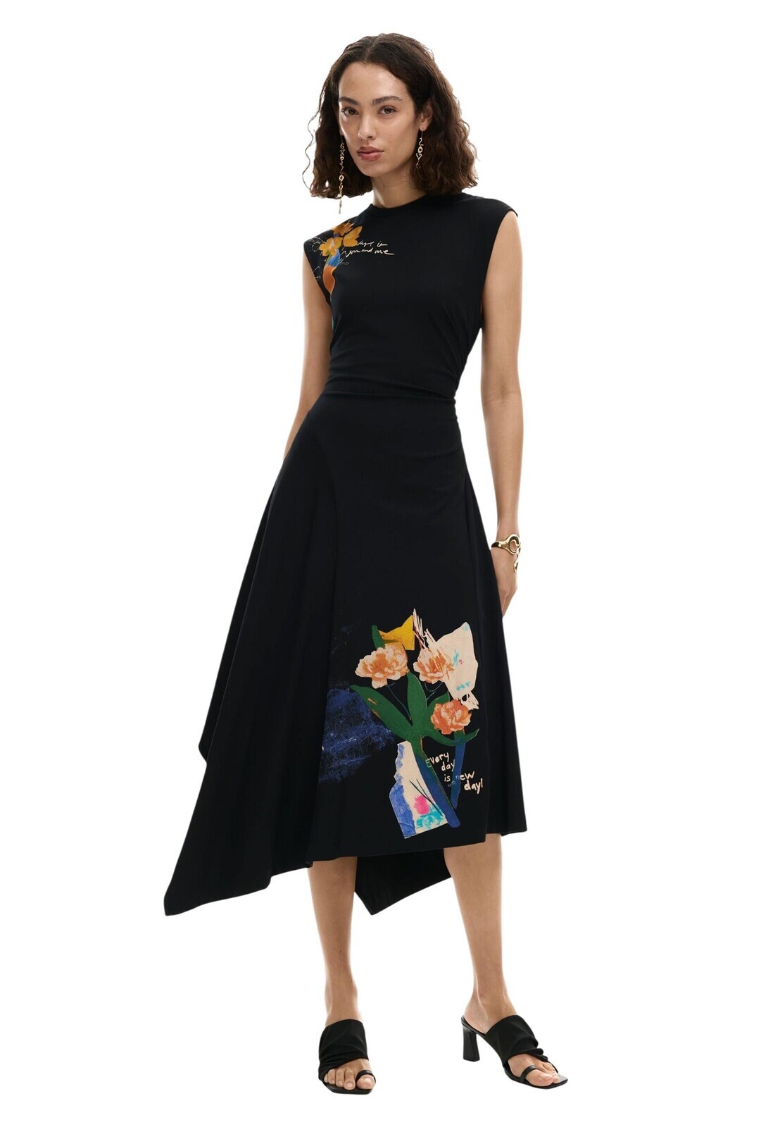 Desigual čierne šaty s potlačou