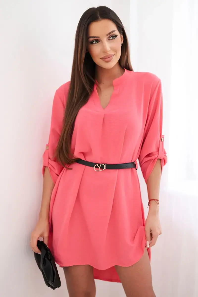 Kesi talianske šaty s opaskom v malinovej farbe