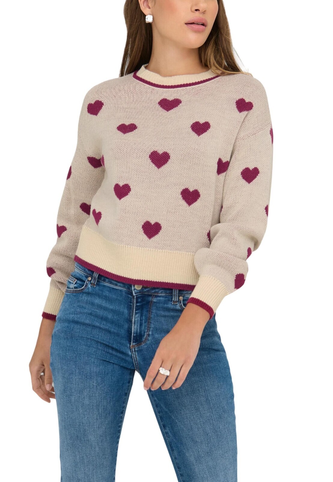 Jacqueline De Yong sveter s potlačou srdiečok