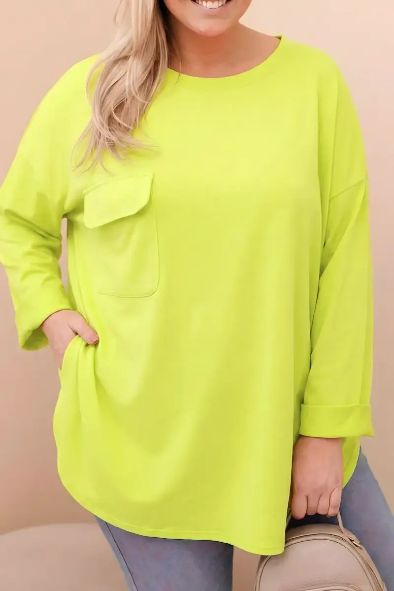 Plus size blúzka s vreckom, mätová