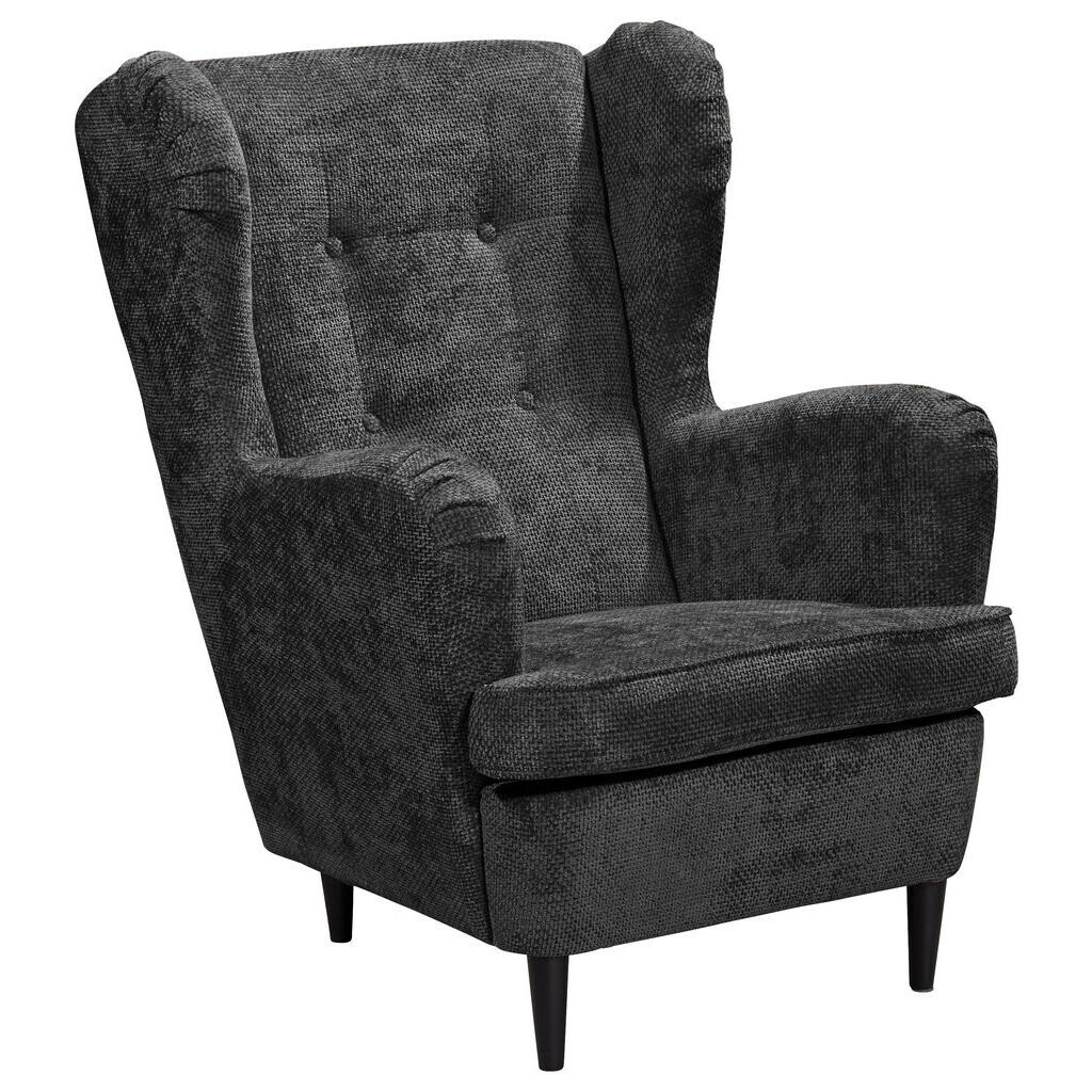 MID.YOU KRESLO UŠIAK, textil, čierna