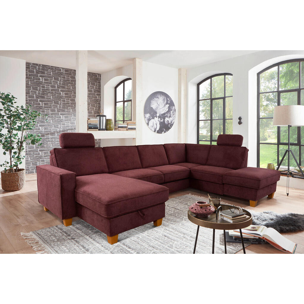 Sit & More SEDACIA SÚPRAVA, textil, tmavočervená