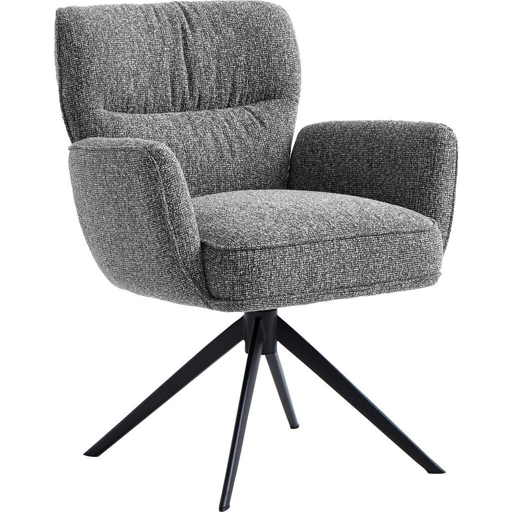 Novel STOLIČKA S PODRÚČKAMI, železo, vzhľad ľanu, antracitová, čierna