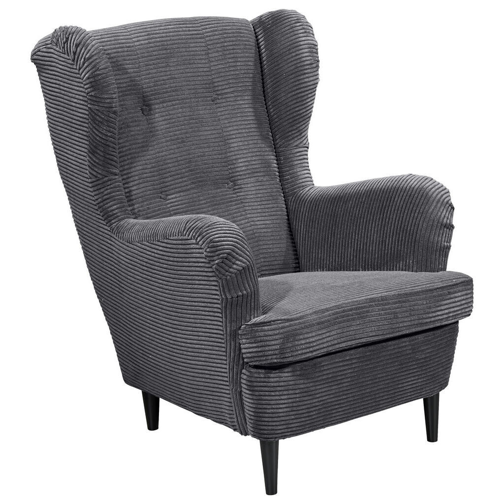 MID.YOU KRESLO UŠIAK, textil, tmavosivá