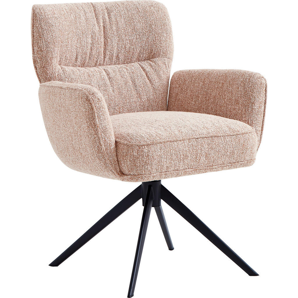 Novel STOLIČKA S PODRÚČKAMI, železo, vzhľad ľanu, ružová, čierna