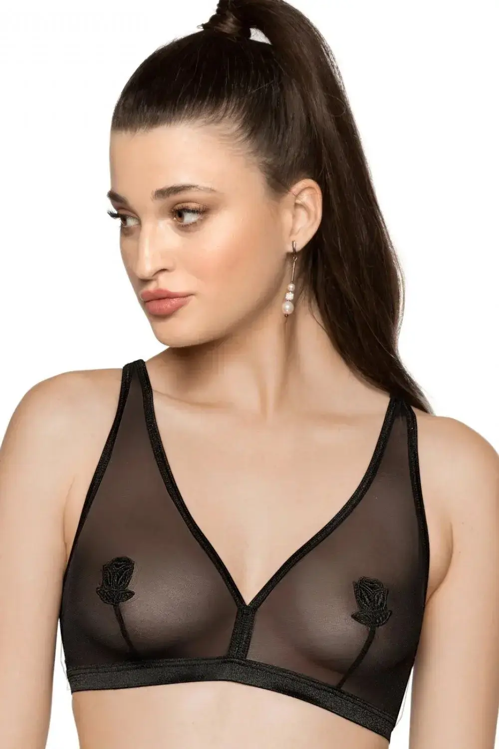 Erotická podprsenka Lisbet - ROZA černá XL