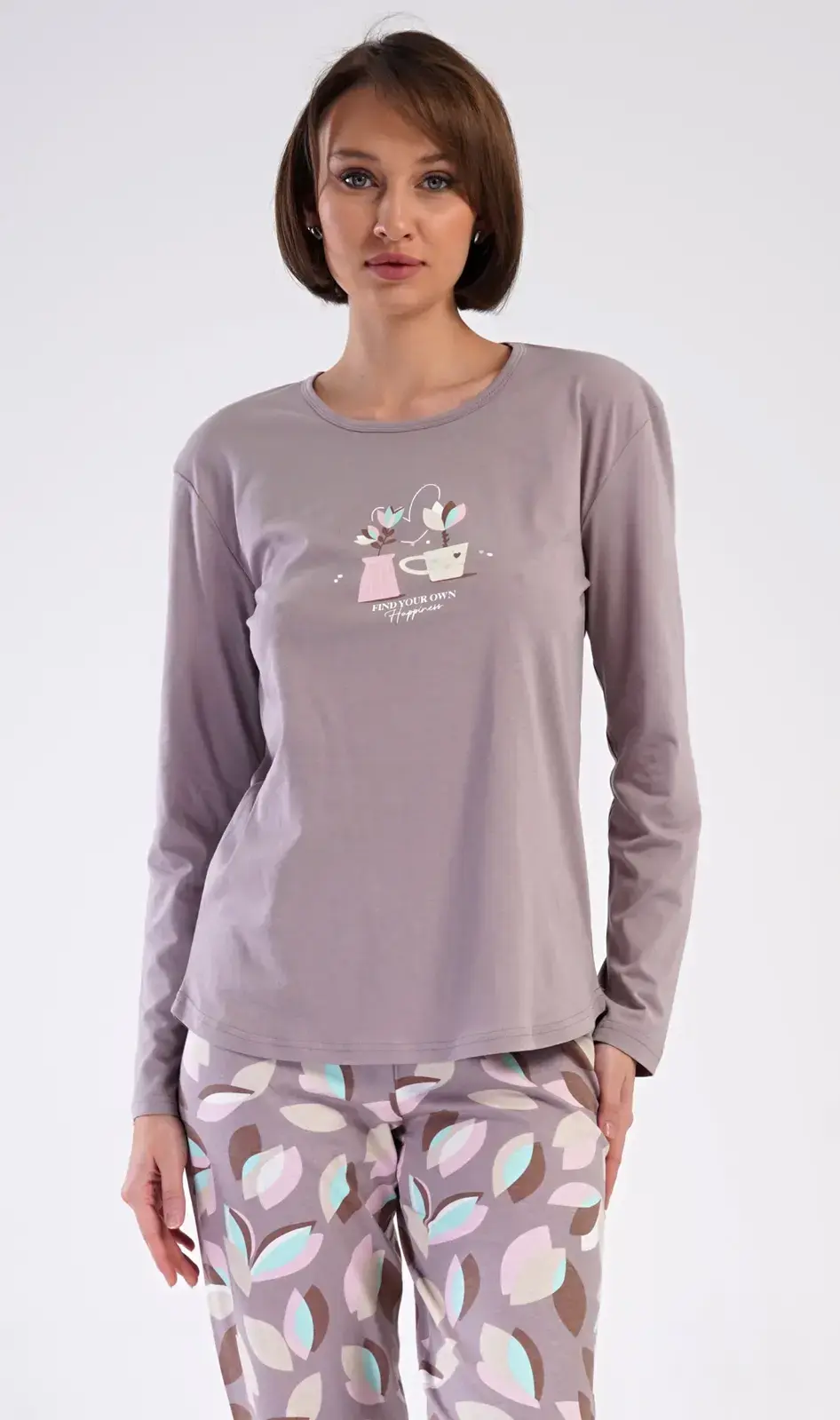 Dámske dlhé pyžamo Klárka bílá káva XXL