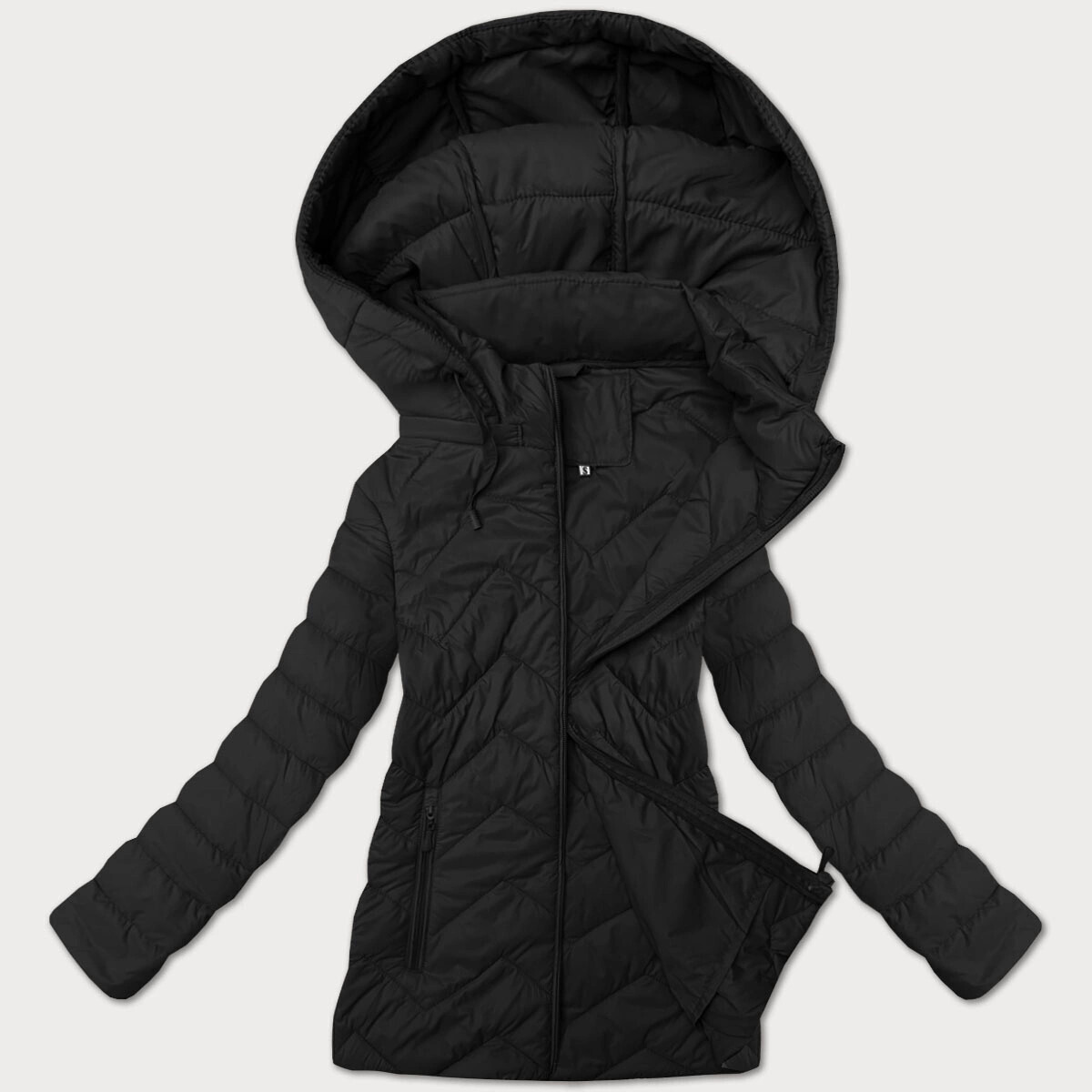 Ľahká čierna dámska prešívaná bunda s kapucňou J Style (16M9232-392) odstíny černé L (40)