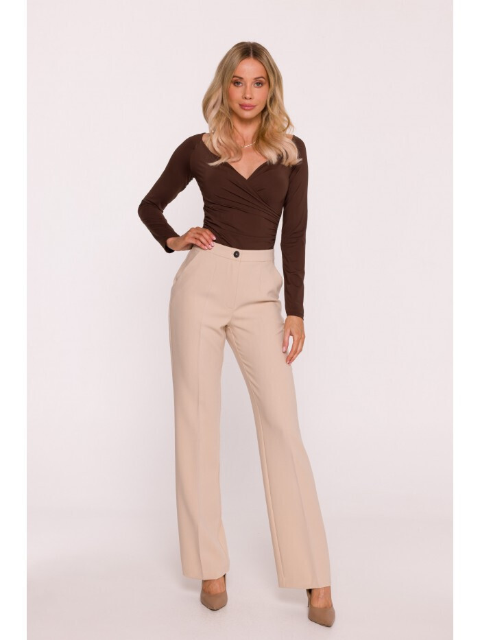 S418 Nohavice s lakom - béžové EU L