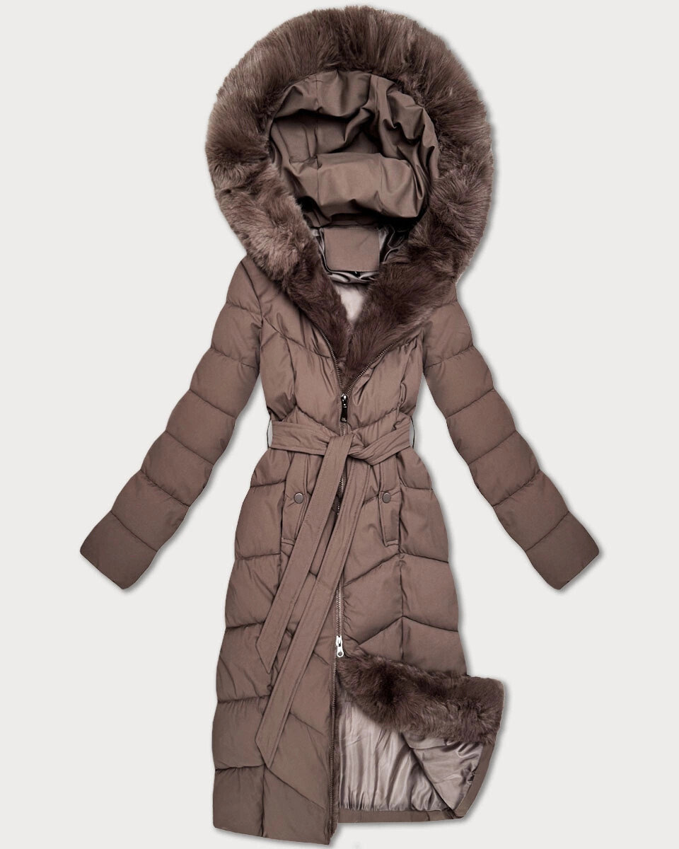 Hnedá dámska zimná bunda s kožušinovým panelom S'West (B8525-48) odstíny hnědé S (36)