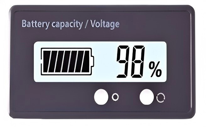 Voltmeter a ukazovateľ kapacity batérie 12–84V White