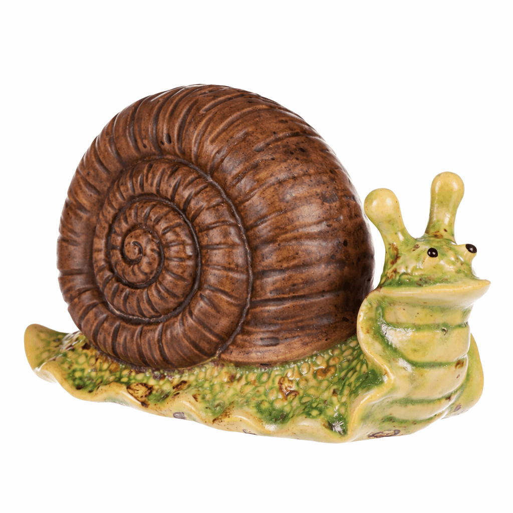 Záhradná dekorácia Slimák, tm. hnedá, 16 x 7 x 10 cm, keramika