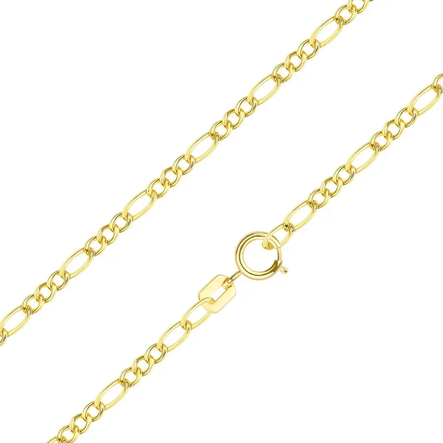 Retiazka zo žltého zlata 585 - vzor Figaro, tri oválne a jedno podlhovasté očko, 450 mm