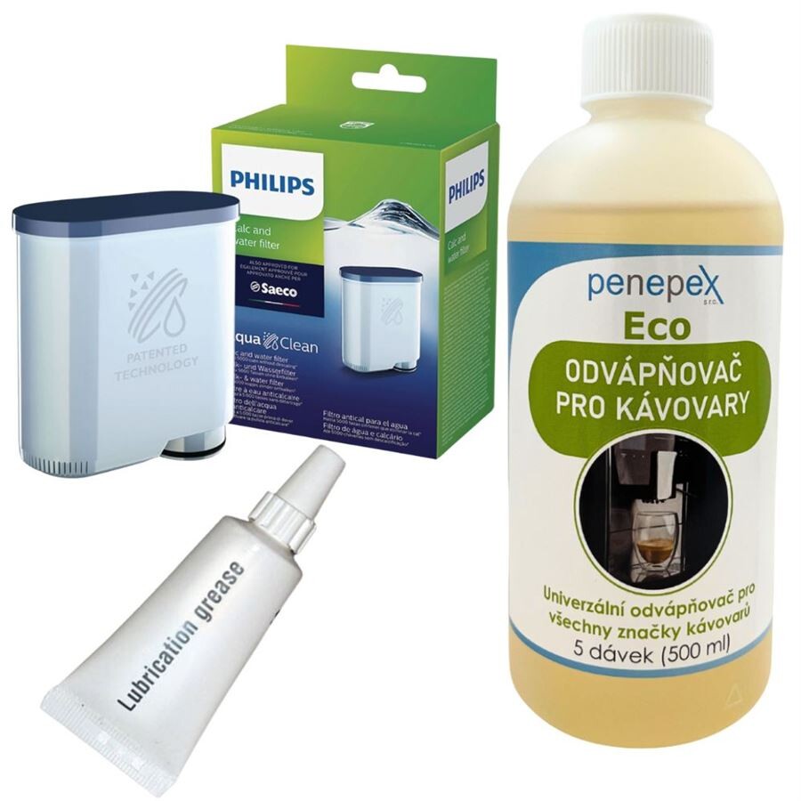 Philips AquaClean CA6903/10 filter do kávovaru + Penepex Eco odstraňovač vodného kameňa 500 ml + Saeco mazivo pre sparovaciu jednotku