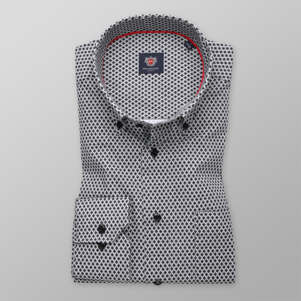 Košeľa London jemný čierno-biely vzor (výška 176 - 182 a 188 - 194) 11099