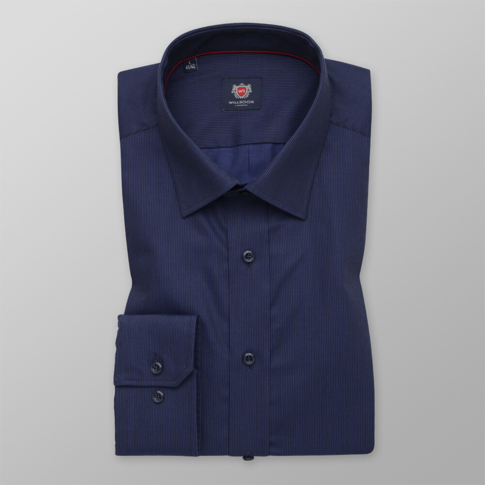 Pánska košeľa Slim Fit tmavo modrá s jemným vzorom 12269