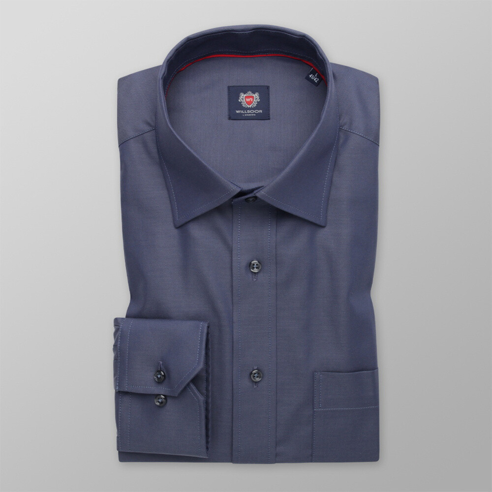 Pánska klasická košeľa tmavo modrá s hladkým vzorom 13631