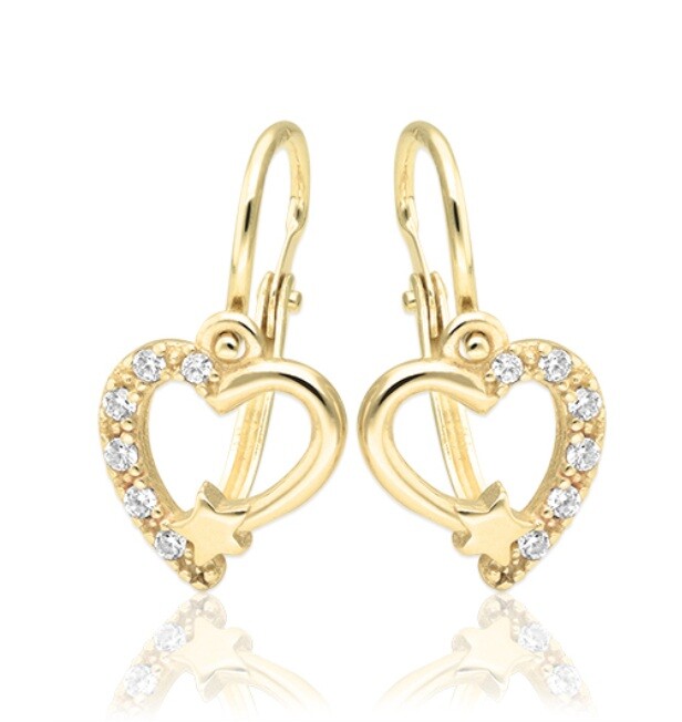 Soliter Detské zlaté náušnice Srdiečko s kryštálmi 239 001 01340 00