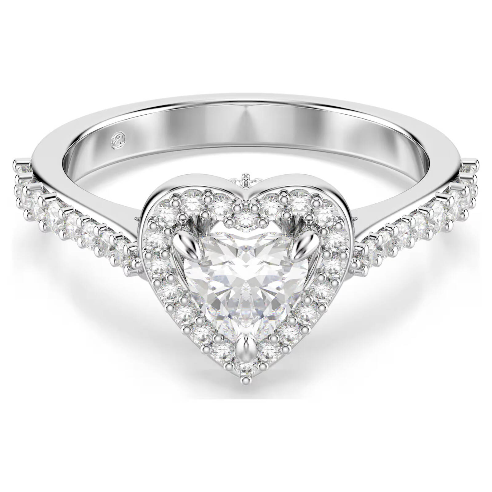 Swarovski Nežný prsteň Srdce so zirkónmi a kryštálmi Una Angelic 5744048 58 mm