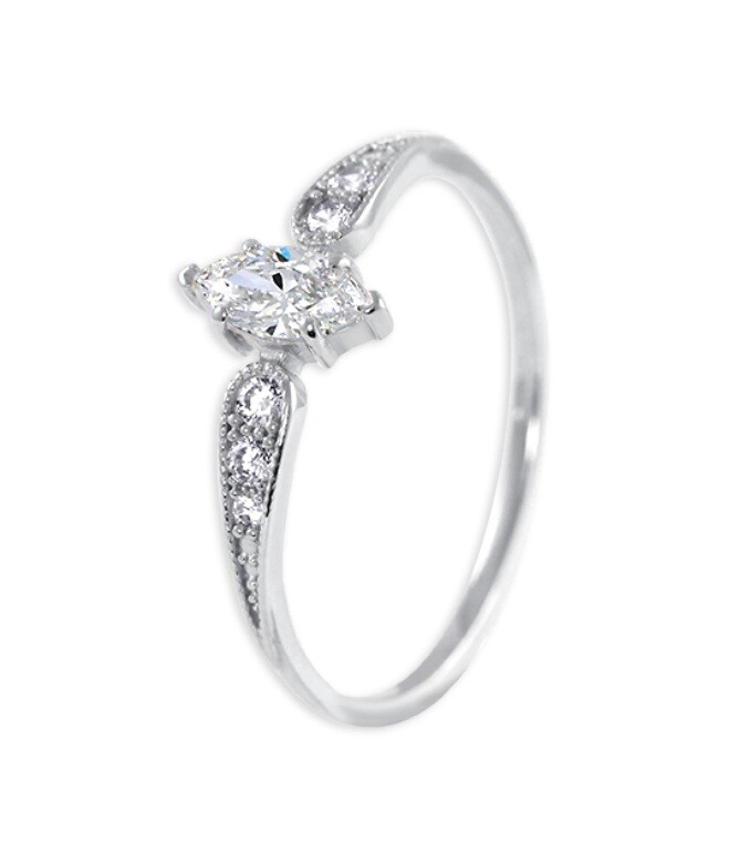 Soliter Trblietavý zásnubný prsteň z bieleho zlata 229 001 00880 07 61 mm