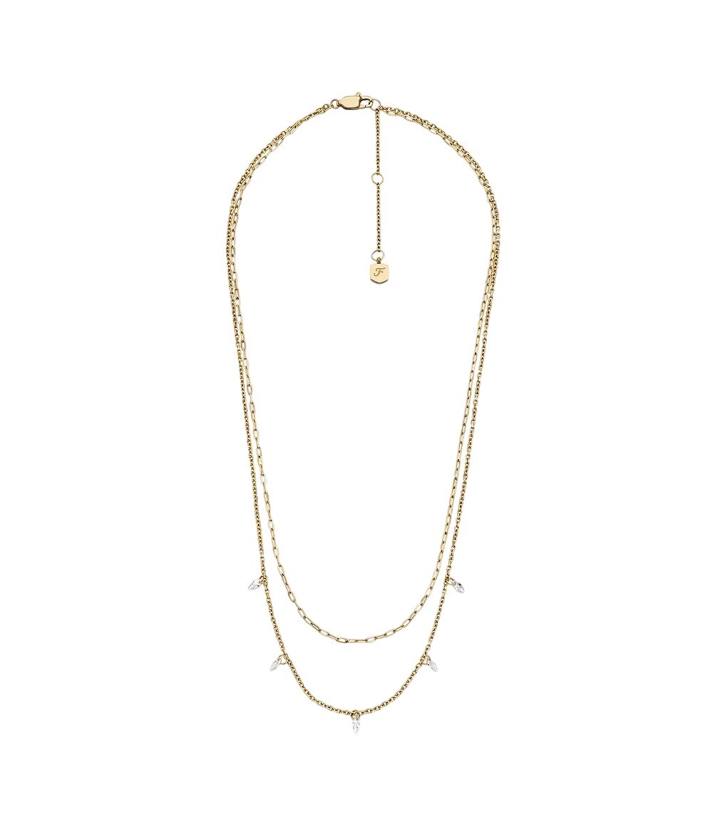Fossil Dvojitý pozlátený náhrdelník s kryštálmi JF04894710