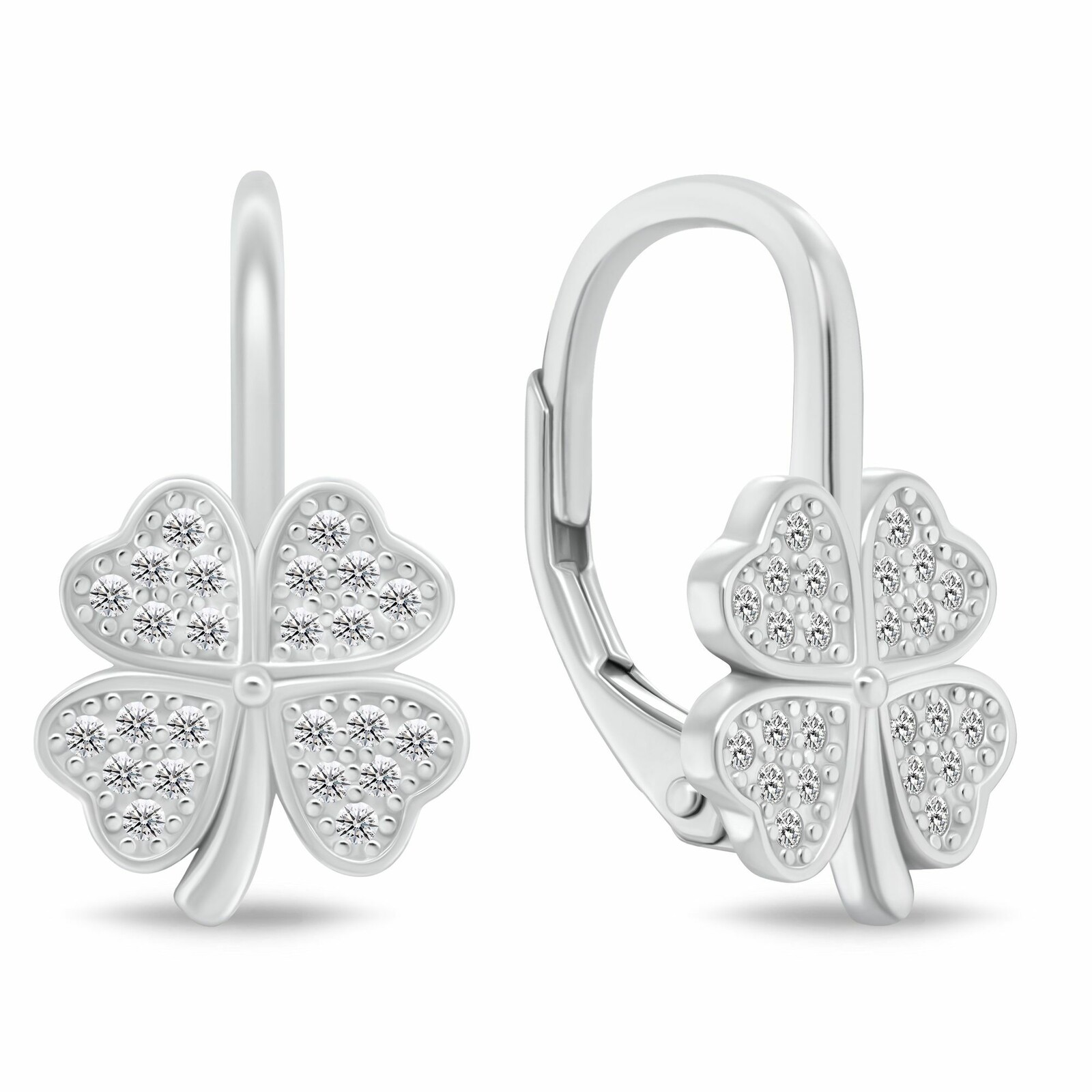 Brilio Silver Visiace strieborné náušnice Štvorlístok so zirkónmi EA1252W
