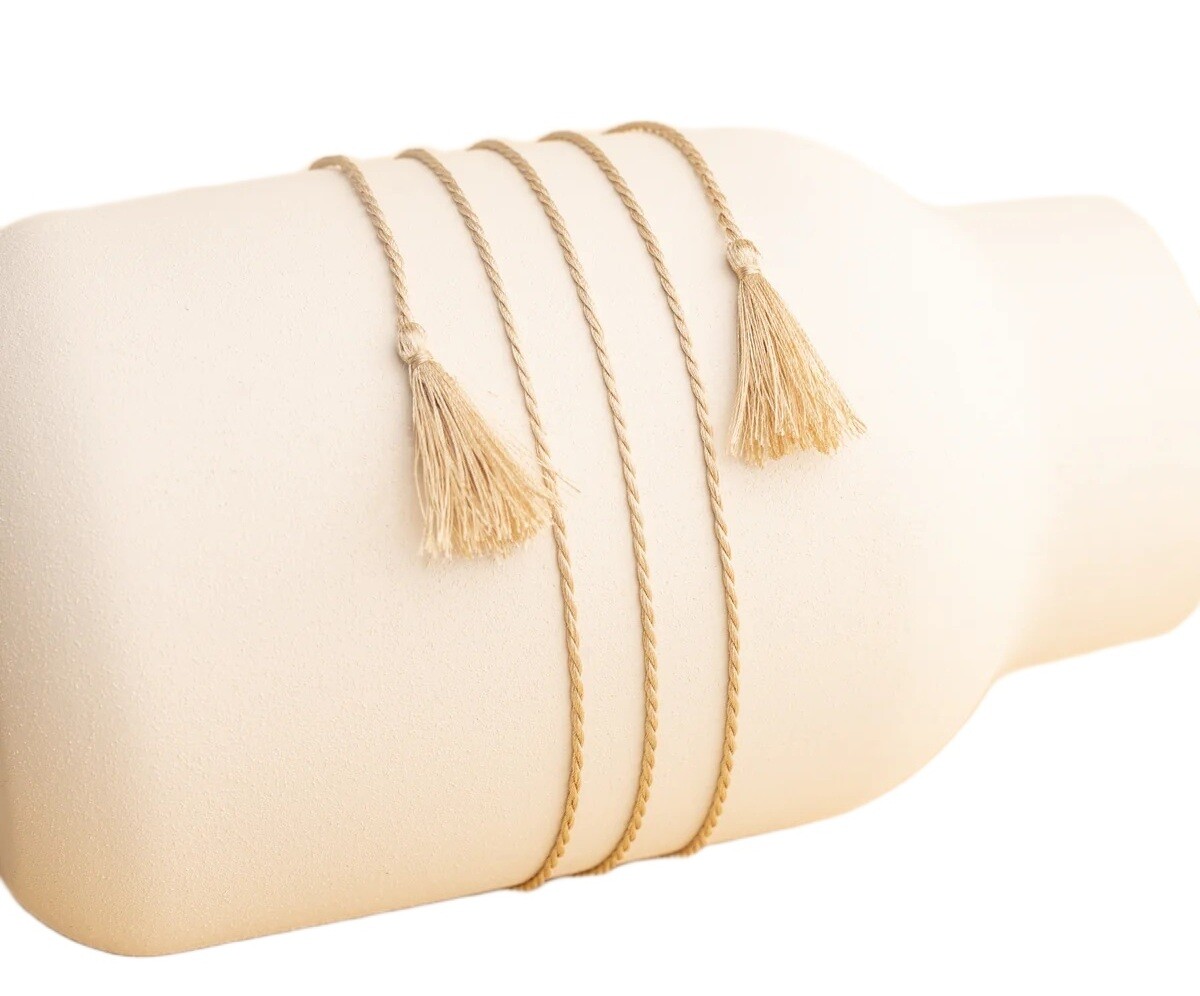 MUMMY BELL Dlhá béžová hodvábna šnúrka