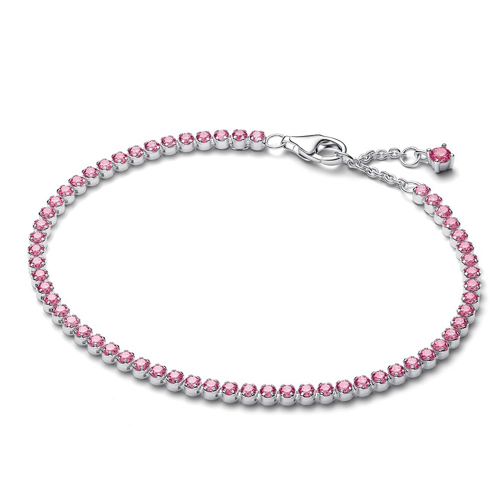 Pandora Tenisový náramok s ružovými zirkónmi Timeless 593927C02 18 cm