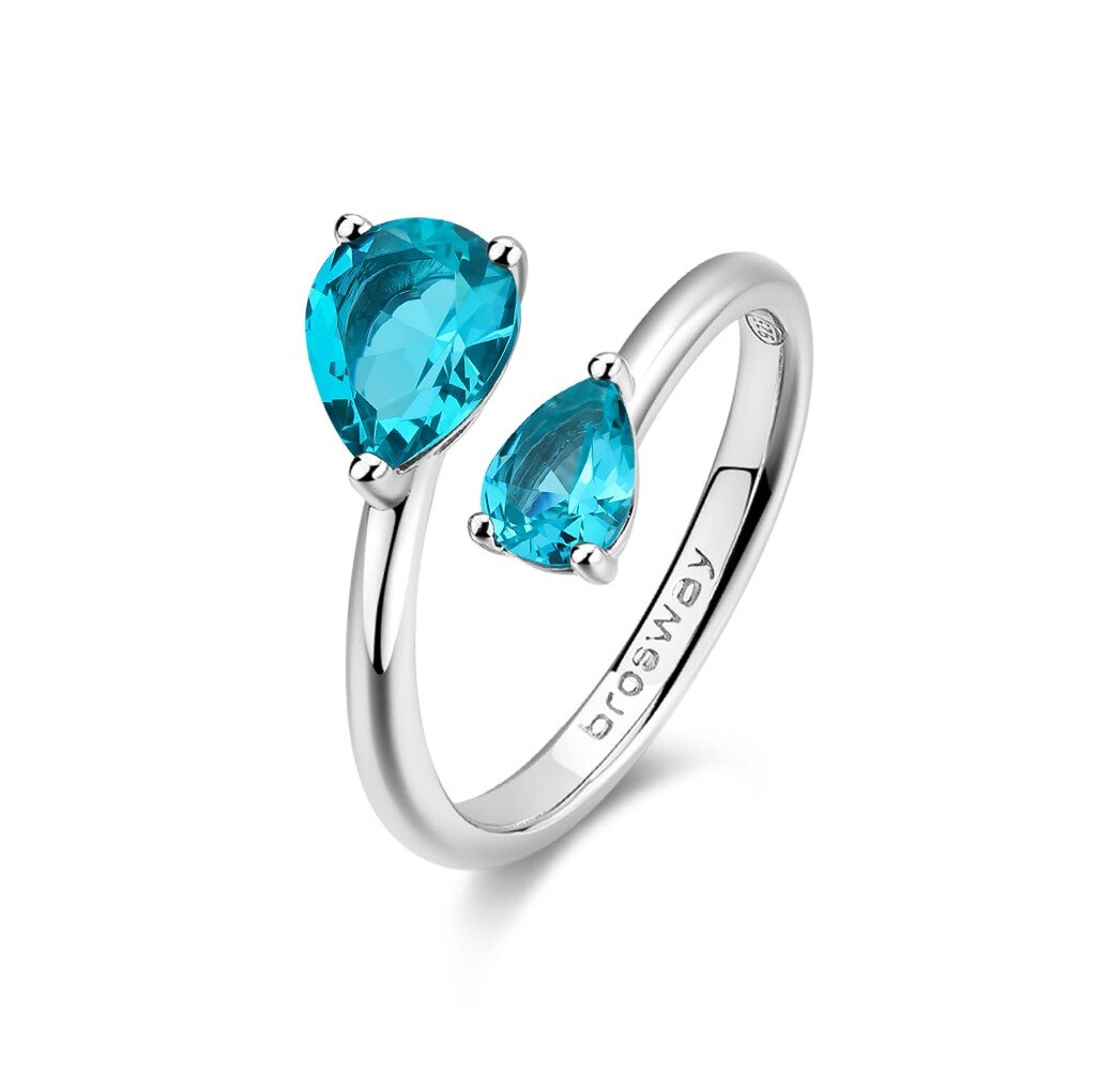 Brosway Strieborný otvorený prsteň Aqua Green Fancy FAG22 56 mm