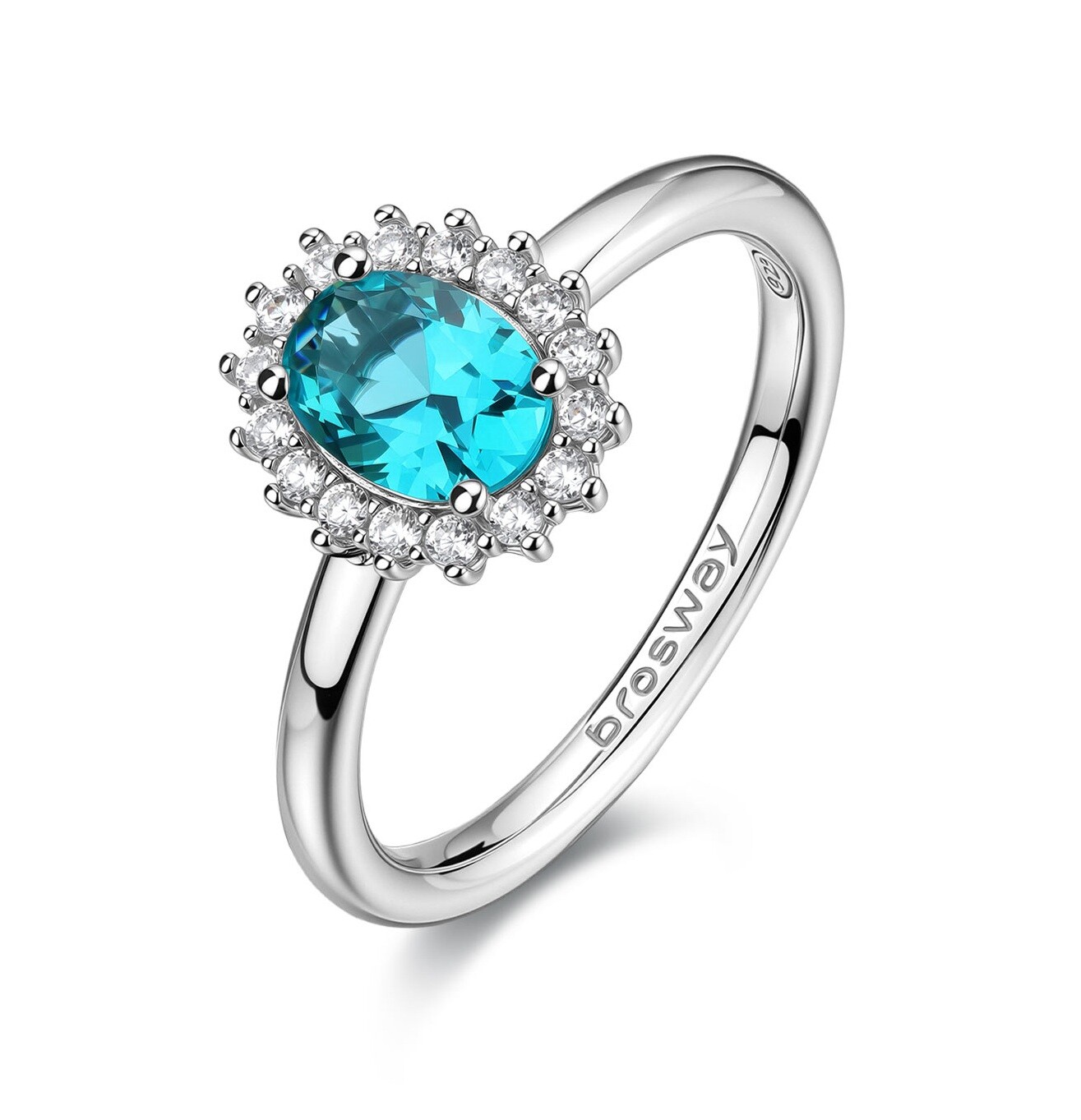 Brosway Elegantný strieborný prsteň Fancy Aqua Green FAG20 54 mm