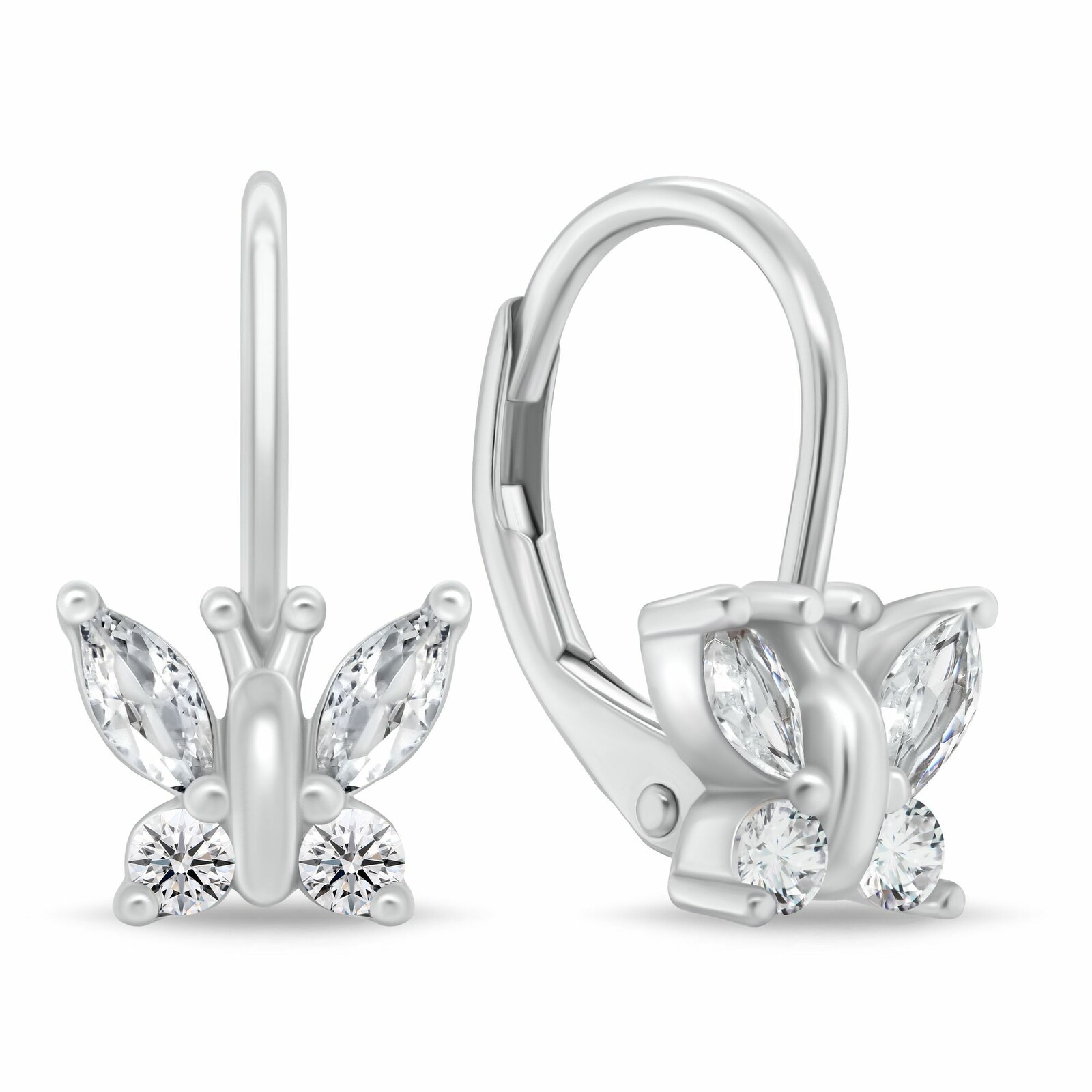 Brilio Silver Strieborné visiace náušnice Motýlik so zirkónmi EA1250W