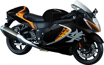 Maisto Suzuki Hayabusa 2022 1:12 černo-oranžová + stojan