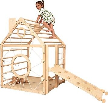 Piccolino Montessori Domček Home natural so šmykľavkou a rampou