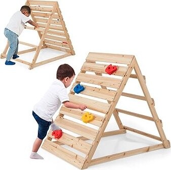 Costway Montessori Piklerové šplhací trojúhelník s lezecími kameny