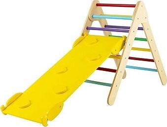 Costway Montessori Piklerovej trojuholník 3v1 so šmykľavkou a rampou Pastel