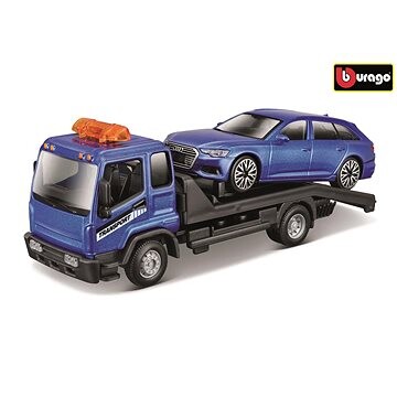 Bburago 1:43 STR FIRE Flatbed Tow Truck, w/Audi A6 Avant