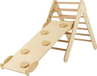 Costway Montessori Piklerové trojúhelník se skluzavkou, natural